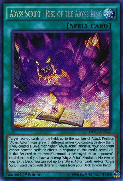 Abyss Script - Rise of the Abyss King [DESO-EN027] Secret Rare For Discount